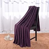 Simple&Opulence Solid Coral Jacquard Dot Velvet 50 X 60-Inches Throw Blanket, Purple