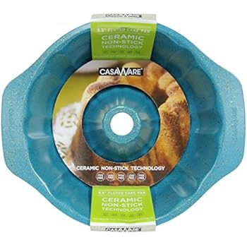 casaWare Fluted Cake Pan 9.5-inch (12-Cup) Ceramic Coated NonStick (Blue Granite)