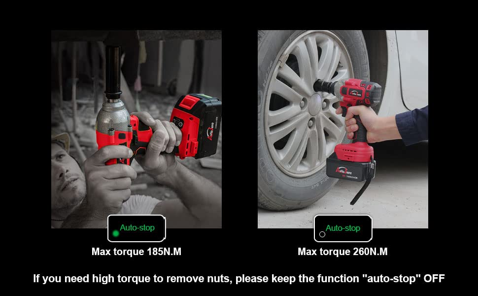 AUTOJARE Cordless Impact Wrench Kit 1/2 inch,Electric Powerful