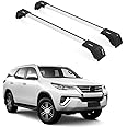 ERKUL Roof Rack Cross Bars for Toyota Fortuner 2015-2023 | Aluminum Crossbars with Anti Theft Lock for Rooftop | Compatible with Flush Rails - Silver