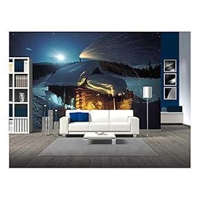 Tourist Heated by The Fire in a Cold Night, Near-Summer Dwelling Shepherds - Removable Wall Mural | Self-Adhesive Large Wallpaper - 66x96 inches