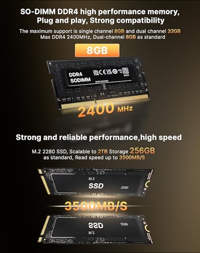 MAGICNUC AS1 Plus Home-Offfice-Mini PC, AMD Ryzen 5 3501U (Better Than 4300U/N150, Up to 3.7GHz), RAM 8GB DDR4, 256GB M.2 2280 SSD, Triple 4K Display, Dual LAN, Wi-Fi 5/BT 5.0, Mini Desktop PC