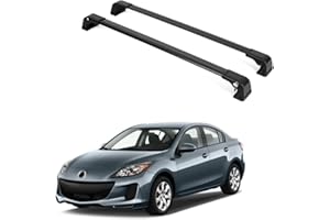 Erkul Heavy Duty 220 lbs Roof Rack Cross Bars for Mazda 3 2010-2013 | Aluminum Crossbars with Anti Theft Lock for Rooftop | Compatible with Fixed Points Roofs - Black