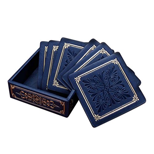 Haoun square pu leather coasters set with hold,for cup …