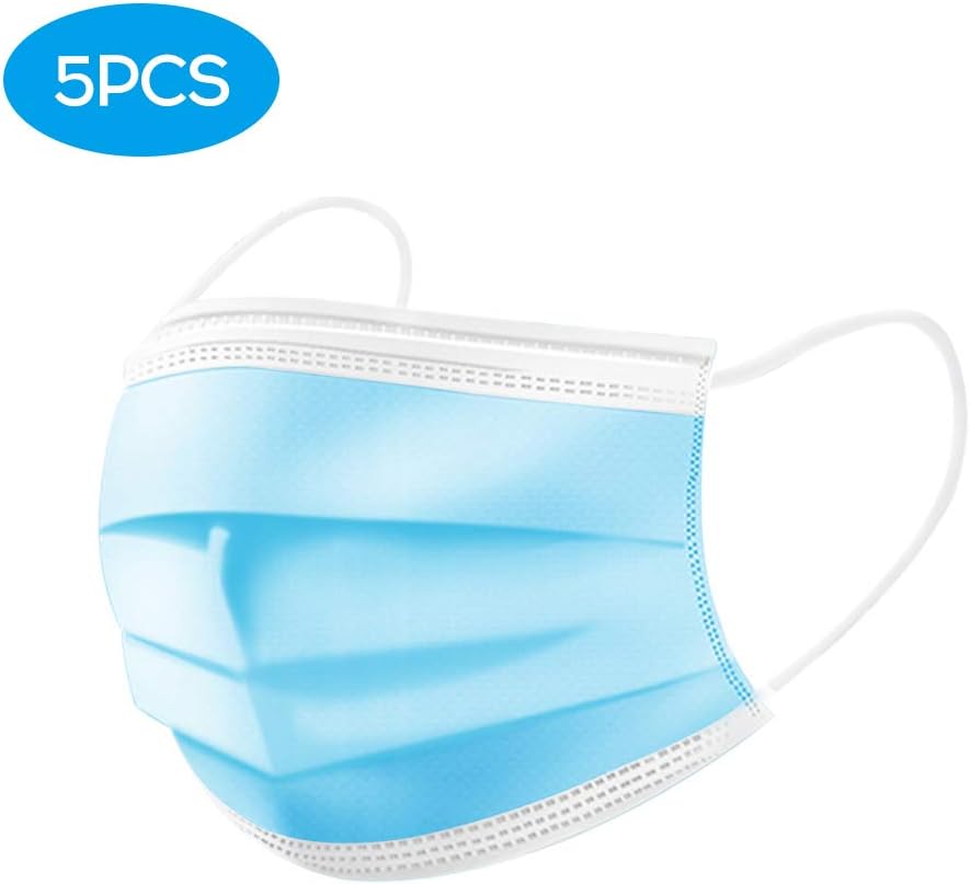 Securome Pack of 50 Disposable Protective Face Mask, Non-woven Dustproof Earloop Face Mask Anti Pollution