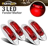 Partsam 4x New 12V Trailer Truck Caravan LED Side Marker Light Lamp Clearance Submersible