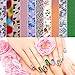 Teemico 4 Box of 40 Rolls Glitter Nail Art Stickers Nail Transfer Foil Wraps-Shell Pattern Starry Sky/Butterfly/Heart/Flower Lace Pattern Decals For Nails Art (Pattern B)