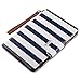 ULAK iPad Mini Case,iPad Mini 2 Case,iPad mini 3 Case, 360 Degree Rotating Synthetic Leather Stand Case Smart Cover for Apple iPad Mini 1/2/3 with Auto Sleep/Wake Function (White/Navy Blue Stripes)