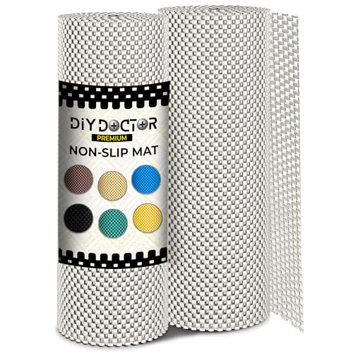 DIY Doctor - 2X Anti Slip Gripper Rolls - 11,600 cm2 in Total - Ultimate Extra Thick 400gsm - Non Slip Rubber Matting - Shelf Drawer Liner - Multiple Uses at Amazon