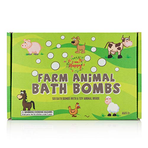 Kids Bath Bombs with Surprise Inside: Farm Animal Toys Inside, Great Bath Bombs Gift Set for Boys and Girls, Safe Ingredients that Don't Stain the Tub. Learning Toys for 3 4 5 6 7 8 year old Kids