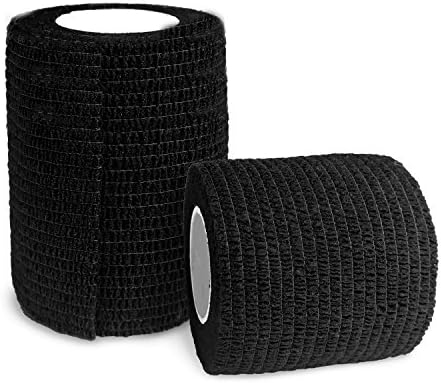 Vet Wrap Bandages for Dogs Pet Horse Cat - NaCare Black Self-adhesive Cohesive Tape, 2 Rolls, (2 Inch, 3 Inch) Wide by 5 Yards