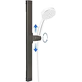 Blissland Shower Slide Bar with Height and Angle Adjustable Handheld Shower Head Holder |Strong Adhesive Disc Mount or Drilling Installation (Aluminum Alloy Material) (Gray)