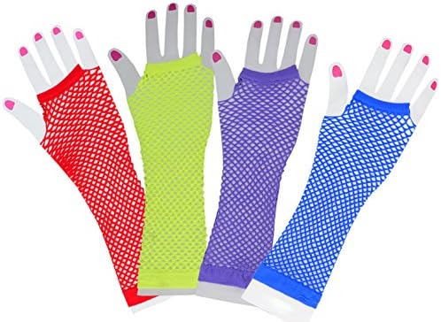 2 Pairs Women's New Style Fishnet Long Gloves Night Club Party Mittens (4Colors(Set of1))