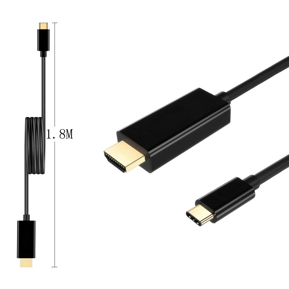 SUNSEATON USB 3.1 Type-C to HDMI Cable, 4K HD Resolution, for Macbook/MacBook Pro/Samsung Galaxy S8/S9/ Dell XPS 13/15 ect (1.8M)