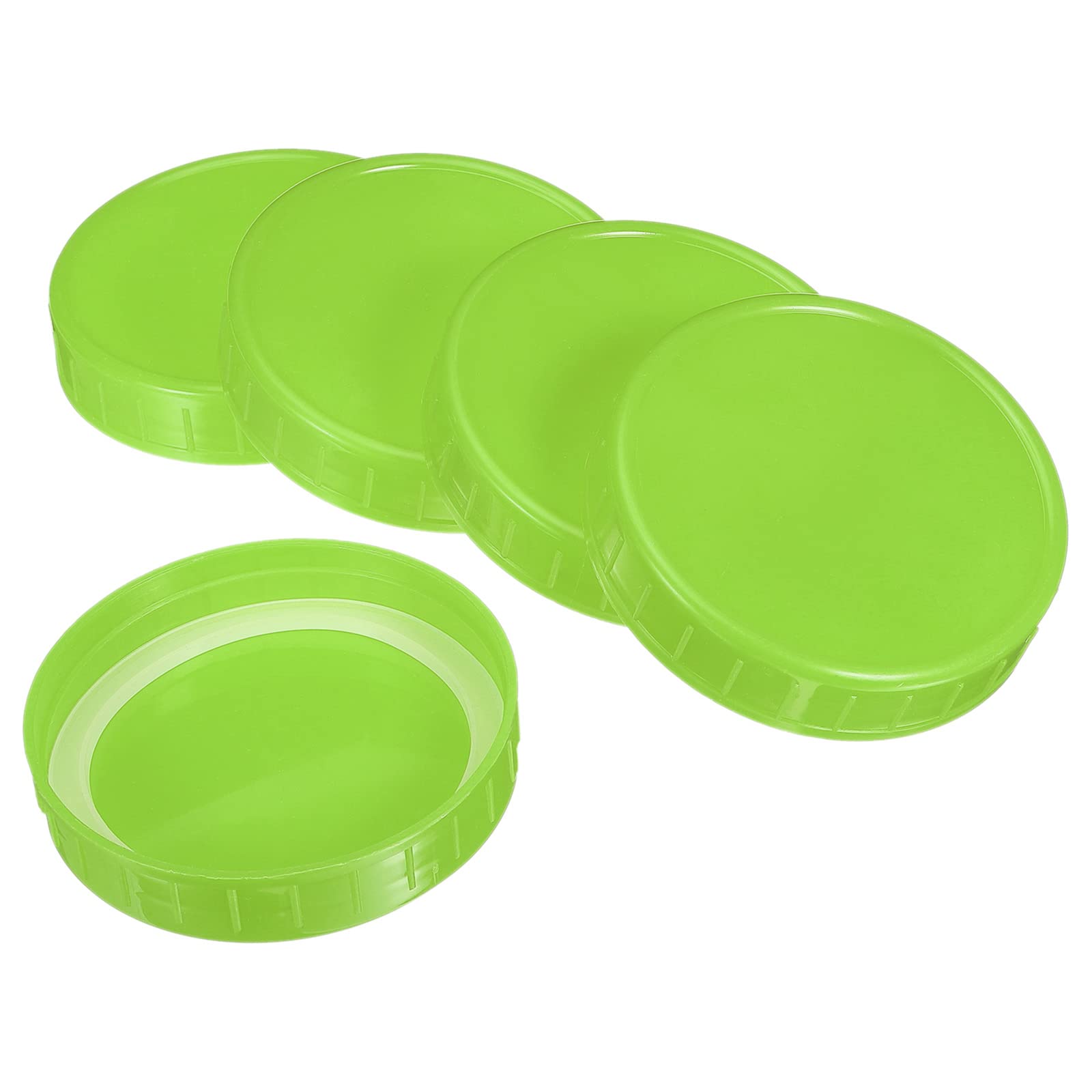 PATIKIL 86mm / 3-1/2" Wide Mouth Plastic Mason Jar Lids, 1Set/10 Pack Canning Jars Caps with Silicone Sealing Ring for Kitchen Storage, Green