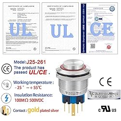 UL Certification 25MM Momentary Push Button Switch
