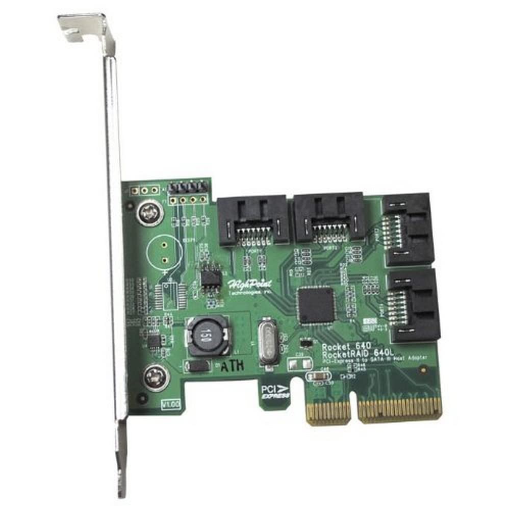 HighPoint Rocket R640L Lite 4x Internal Port SATA 6GB/S Hdd’S and Ssd’S Controller Via Pcie 2.0 x4 Port