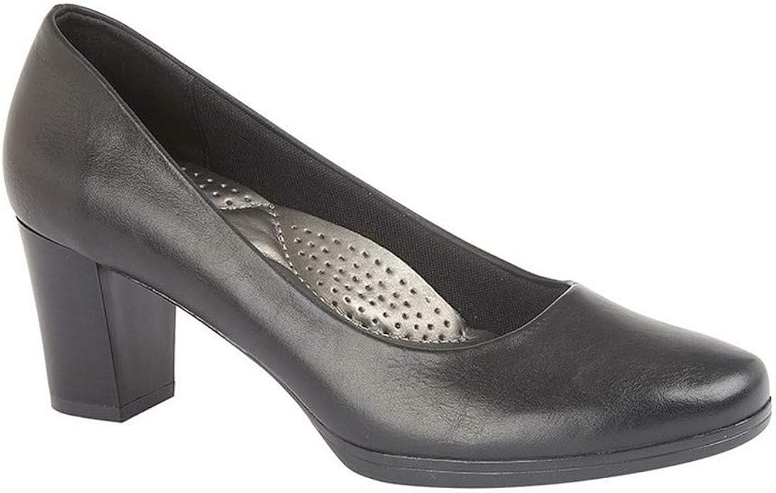 plain black leather court shoes