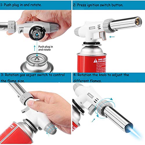 Butane Torch Kitchen Blow Torch, UCOFFEE Culinary Cooking Torch Chef Torches Lighter Adjustable Flame With Safety Lock For Creme Brulee, Searing, Baking, BBQ (Butane Gas Not Included)