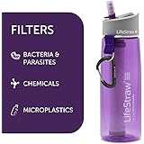 LifeStraw Go Water Filter Bottle with 2-Stage Integrated Filter Straw for Hiking, Backpacking, and Travel, Purple