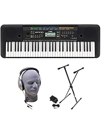 Yamaha PSRE253 61-Key Portable Keyboard Bundle with Headphones, Power Supply, andStand