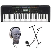 Yamaha PSRE253 61-Key Portable Keyboard Bundle with Headphones, Power Supply, andStand

