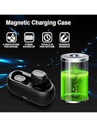 Auriculares inalámbricos Tepoinn QCY Bluetooth 5.0 3D estéreo sonido verdadero auriculares inalámbricos con micrófono integrado, emparejamiento instantáneo cancelación de ruido auriculares con funda de carga portátil para iPhone Android