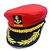 HSL Yacht Boat Sailor Captain Costume Hat Cap Navy Marine Admiral-Red