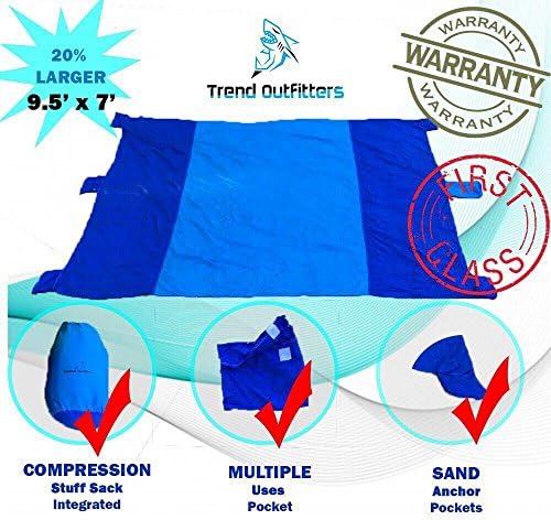 SAND FREE AND WATERPROOF BEACH/OUTDOOR/PICNIC BLANKET LARGE 7'X9' INCLUDES 4 SAND POCKET AND A BONUS POCKET. PERFECT FOR CAMPING AND HIKING DURABLE LIGTHWEIGTH AND QUICK DRYING MAT