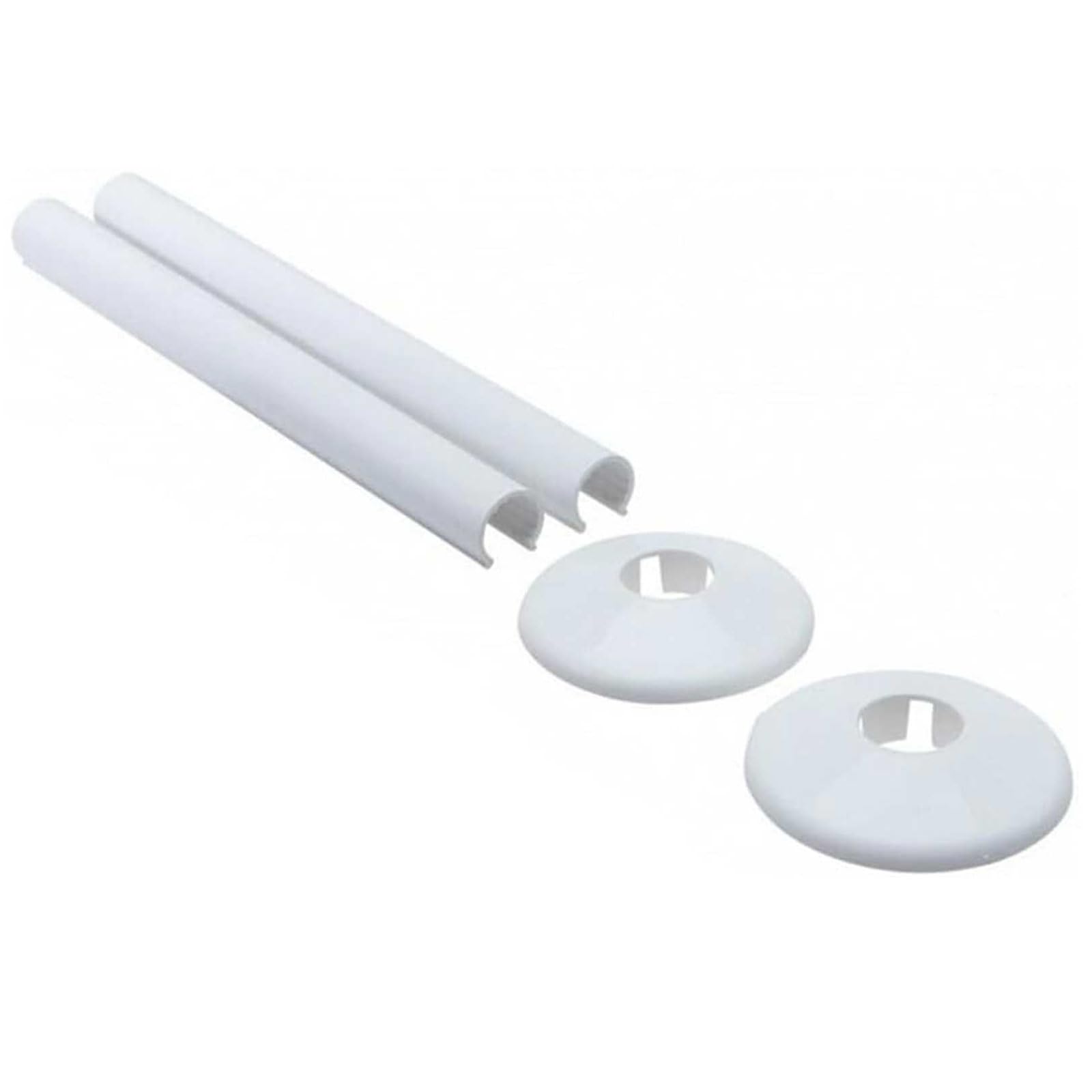 Pack of 2 Pipes Radiator Pipe Covers Sleeve 15 Millimeter Collar Cut Fit Bathroom Chrome Modern Aesthetics Easy to Clean Home Decoration Home Decor (White)
