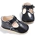 Enteer Baby Girls' Retro Leather Button Mary Jane Shoes Black US 4
