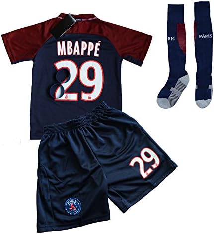 MBAPPE #29 Home PSG Season 17/18 Soccer Jersey Youth Jersey Shorts Socks Bracelets