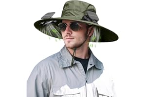 INKARTS Solar Powered Fan Hat for Men Women Wide Brim Hat with 2 Fans UPF 50+ Outdoor Fishing Beach Sun Hat