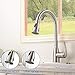 Hotis Commercial Pull Out Single Handle Stainless Steel Pull Down Sprayer Kitchen Sink Faucet, Brushed Nickel Kitchen Faucet with Escutcheon