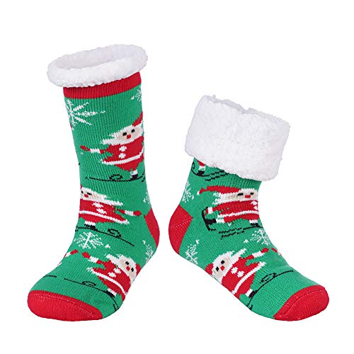 LEMZONE Men's Warm Slipper Socks Non Slip Cozy Thick Fleece Lining