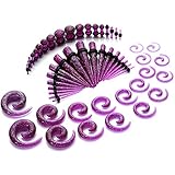 Taper Kit with Plugs Purple Glitter Spiral Stretching Set 14G-00G