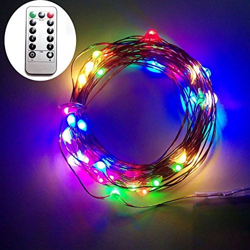 Dreamworth 5M 50 LEDS Battery Operated Remote Contol LED String Lights Flexible Copper Wire Light LED Starry Lights Fairy Lights For Christmas Holiday Party Wedding(Multicolor)