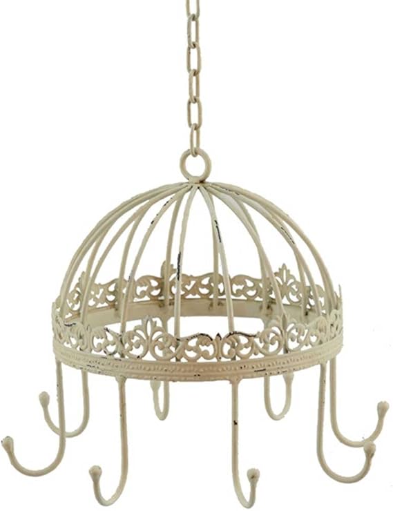 Kleine Hängekrone Deckenhänger Hängekorb Metall beige Kräuterregal D 31