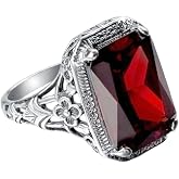 LRGKMCWTOB Elegant Huge Natural 3.5Ct Tanzanite 925 Silver Ruby Ring Women Wedding Engagement Size 6-10