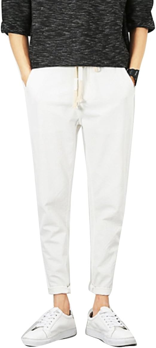 Runyue Homme Confortable Pantalons Ceinture Elastique Pantalon En Melange Coton Lin Decontracte Leger Pants Amazon Fr Vetements Et Accessoires