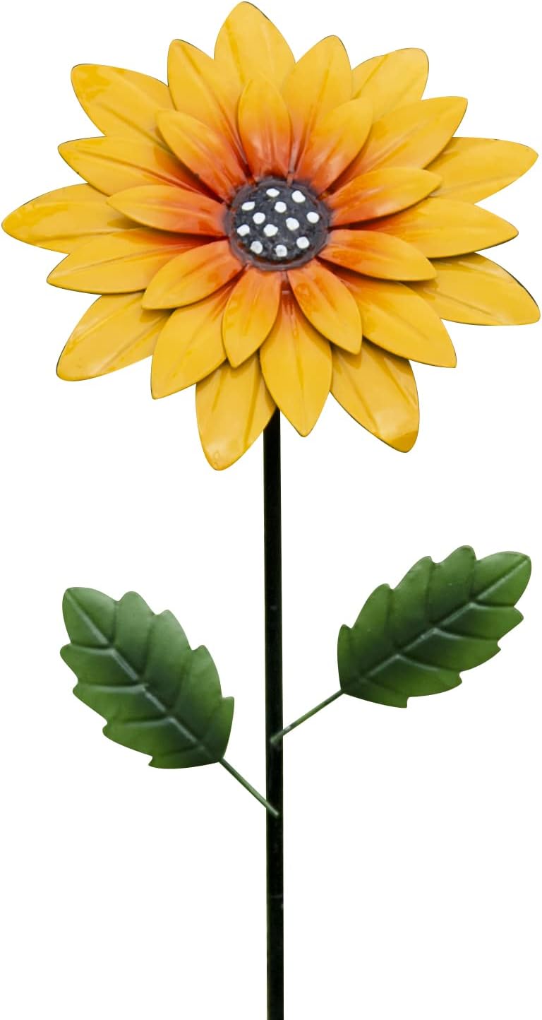 Decorative Garden Stakes - Hofriyo Flower Garden Stakes Decor, Metal Daylily Flowers Outdoor Decor Waterproof Metal Flower Sticks for Patio, Lawn, Yard Decorations