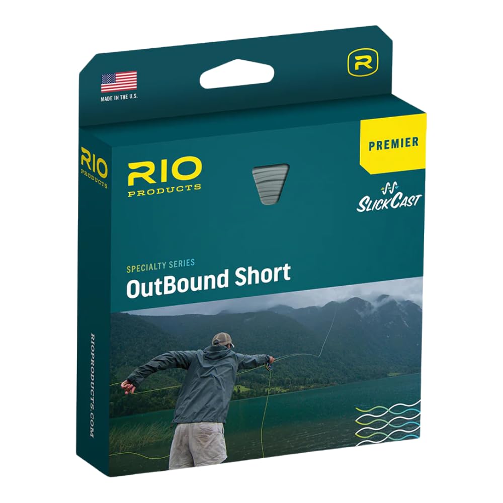 RIO PRODUCTS Premier Outbound Short Fly Fishing Line, Exceptionally Powerful, Easy to Cast Big Flies for Maximum Distance, Ultra-Slick Performance, Clear/Moss/Ivory, 100ft, WF8I