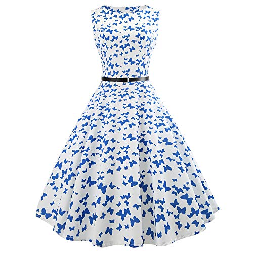 Hot! Vintage Sleeveless Dress,Oliviavan Women O Neck Evening Printing Party Prom Swing Summer Butterfly Print Dress