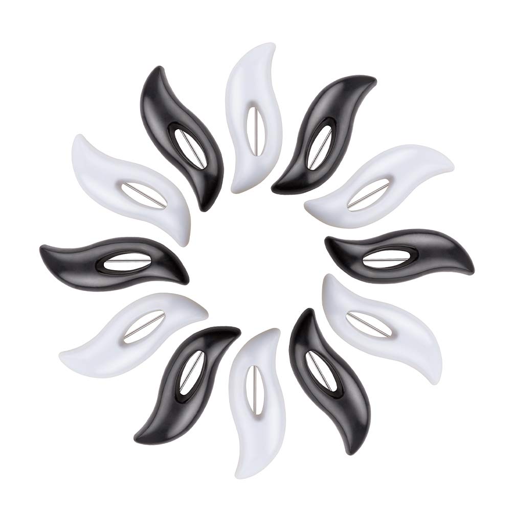 WANDIC Hijab Pins, 50 Pcs Black and White Safety Pins Hijab Sari Pins Plastic Cover Safety Pins for Safely Locking Baby Clothes Scarf Decoration