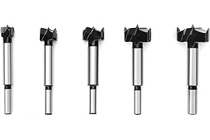 5PCS Forstner Drill Bit,Tungsten Carbide Tipped - for Hard Wood,Soft Wood Woodworking Hinge Cutter Tool Kits for Veneered Ply
