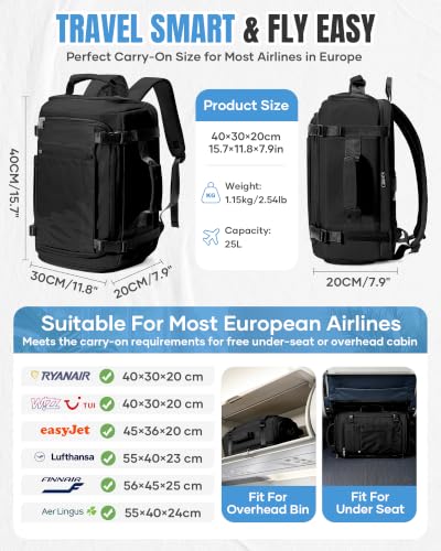 BJLFS Vacuum Backpack with Pump Hand Luggage 40x30x20 Ryanair Wizzair Vueling Backpack Travel Cabin Airplane 40x30x20 Waterproof Travel Bag