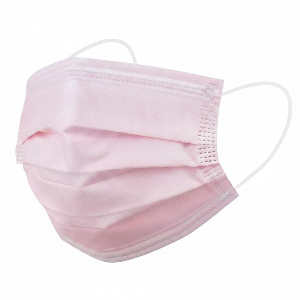 Komonee Face Mask 3 Ply Disposable Pink Dustproof Mouth Cover Covering For Men Women Outdoors Indoors Cycling Ski Protection (Pack of 10)