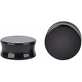 HQLA 1 Pair Natural Obsidian Stone Double Flared Flesh Tunnels Ear Plugs Gauges Stretcher Expander