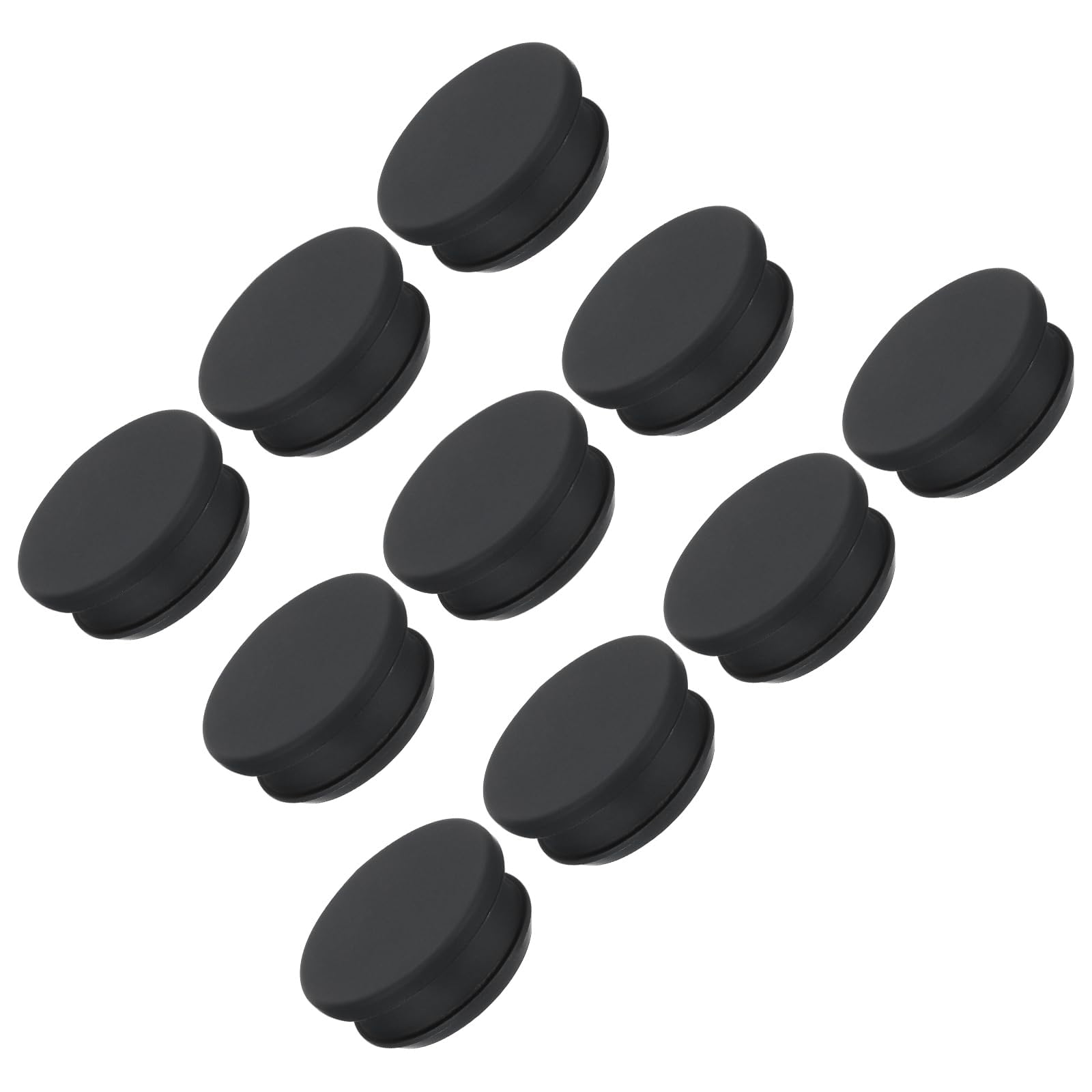 TOP-VIGOR 10Pcs Silicone Snap in Locking Hole Plugs, 32.6mm Diameter Hole Stoppers, Rubber Panel Seal Cover Flush Type Panel Round for Kitchen Rubber Bulkheads Waterproof Sealing Plugs, Black