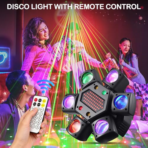 DMX512 LED Beam Head Mobile Stage Light, RGB LED Disco Light with Remote Control, DMX512 Rotating Head Lights for Disco Bars Club Wedding Christmas Light Games